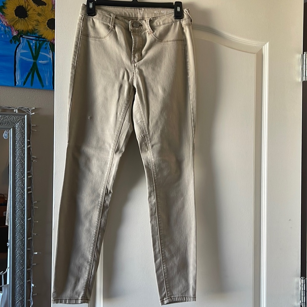 used khaki jeggings